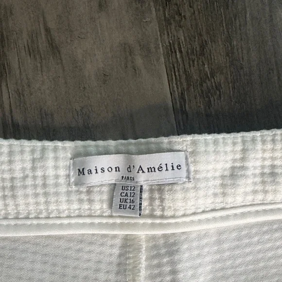 Elegant Cream Straight Leg Waffle Weave Women's Pants - Picture 2 of 4